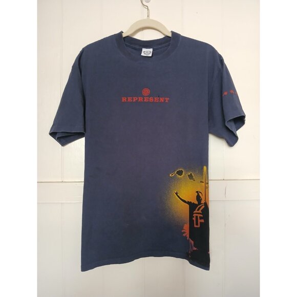 Vintage Y2K Hawaiian Island Creations Mens T-Shirt Large Kamehameha Statue Navy* - Picture 9 of 11